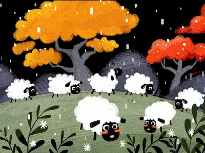 羊🐑 branding character design childrens illustration design illustration plants sheep