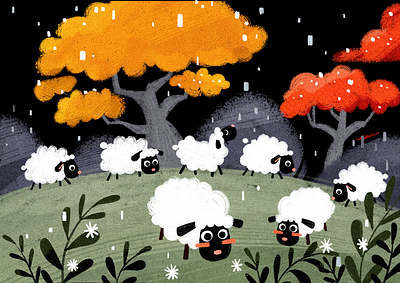 羊🐑 branding character design childrens illustration design illustration plants sheep