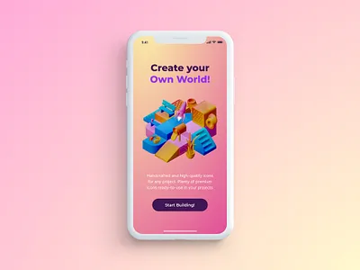 3D World Creator Onboarding Screen 3d 3d icons clean colorful colorful icons icon pack icons ios ios design ios onboarding minimalist modern onboarding scene creator simple ui user interface ux