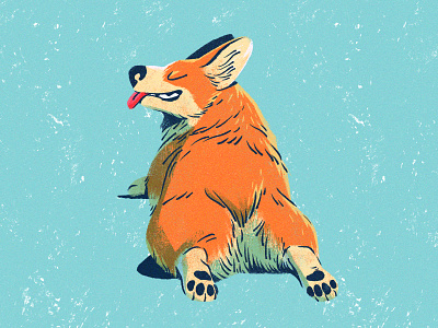 Corgi Butts character characterdesign corgi digital painting dog dog illustration drawing graphic illustration journal linework retro tail texture tongue