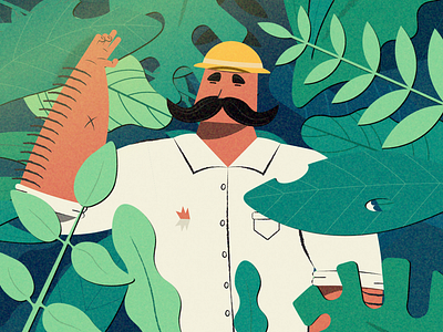 Mustached explorer illu character characterdesign design exploration explorer forest graphic illustration illustrator jungle mustache nature plants texture vector