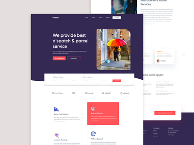 Courier Service Landing Page Design Concept agency business finance courier service new trend clean website parcel website user experience ux user interface ui web deisgn web landing page