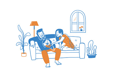 Family character design design family home illustration