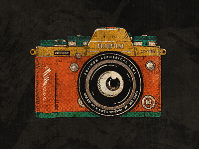 Fuji X-T3 buttons camera comic dials eye eyeball fuji fuji x t3 fujifilm halftone illustration lens marble photography print retro texture vintage