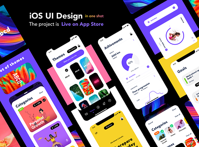 The project in a one shot app categories dashboard interaction ios purple themes ui ux