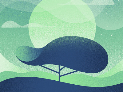 Lone Tree brush brushes depth horizone illustration ipad brushes ipadpro lone tree mint green moon night noise perspective procreate sky sun texture texture brushes textured brush tree