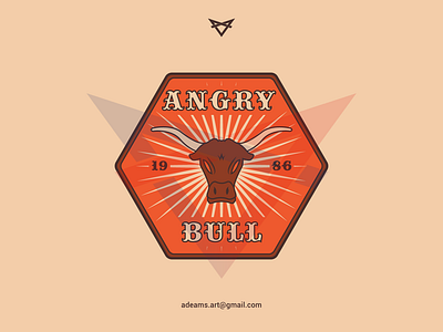 Angry Bull animal logo badge design branding countryside design hexagon illustration line art logo monoline orange retro design sticker sticker design tshirt design vector vintage badge vintage design