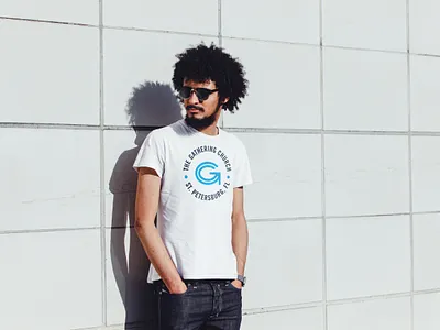 The Gather Church Shirt apparel apparel graphics badge branding church florida gathering logo logo design mockup mockups monogram