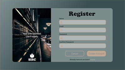 SISC Regristration page design login login page registration ui ux