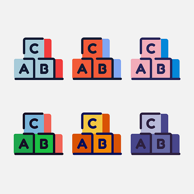 ABC blocks abc art blocks blue childcare children clean color commission design flat green illustration illustrator minimal orange red toy vector yellow