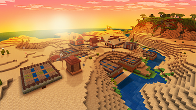 Amazing Village Near Ocean in RealmCraft Free Minecraft Style Ga build craft free minecraft game art game design games landscape minecraft building nature pixel art realmcraft