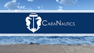 CaraNautics logo mockup anchor boat design flat logo nautical naval seahorse ship