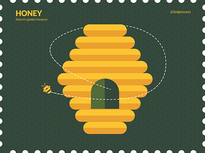 Honey - Nature's golden treasure - Day 1 100dayschallenge 100daysofillustration art design flat honey honey bee honeybee honeycomb illustration illustrator nature simple simpleillustration treasure vector