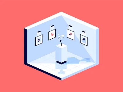 Isometric Gallery architecture gallery illustration interior isometric isometry statue vector