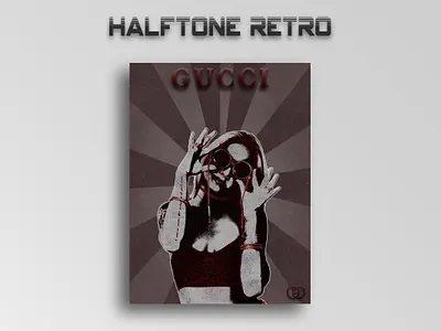 Retro Halftone poster fashion brand graphic design gucci halftone photoshop poster design retro design