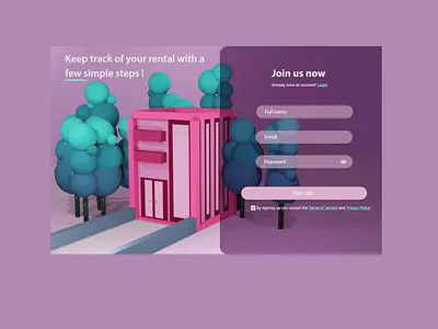 Rental App Sign Up app art design illustration illustrator ui web website