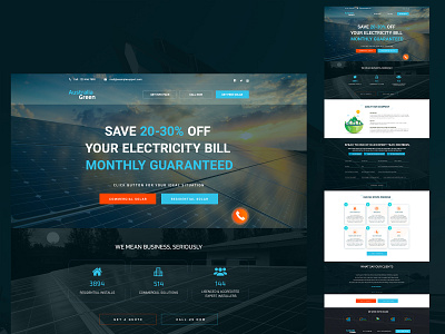 solar landing page new color version branding design landing page solar panel ui web website wordpress theme