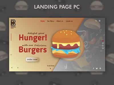 Landing page branding design burger restaurant graphicdesign illustration illustrator landing page design ui