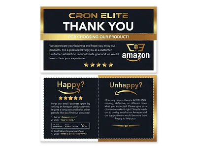 Amazon Thank You Card amazon amazon thank you card branding business card design card design clean corporate design creative custom design e commerce fba seller golden gradient graphic design minimal review