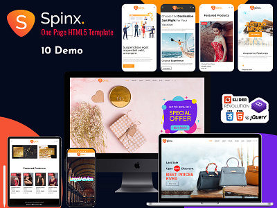 Spinx HTML One Page Parallax agency bootstrap4 business clean corporate creative flat gradient multipurpose one page parallax portfolio responsive video background website