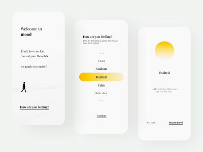 Mood Tracking – Onboarding app dailyui minimal mobile mood orange personal typography unsplash ux