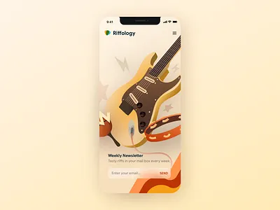 Music Newsletter Signup app dailyui guitar illustration mobile music newsletter retro signup ui vintage