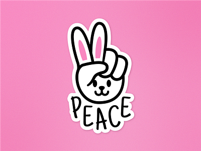 Bunny Peace Hand animal bunny cartoon charms contest cool flat free giveaway funny gesture hand illustration jewelry keychains love peace playoffs rabbit sticker mule stickermule