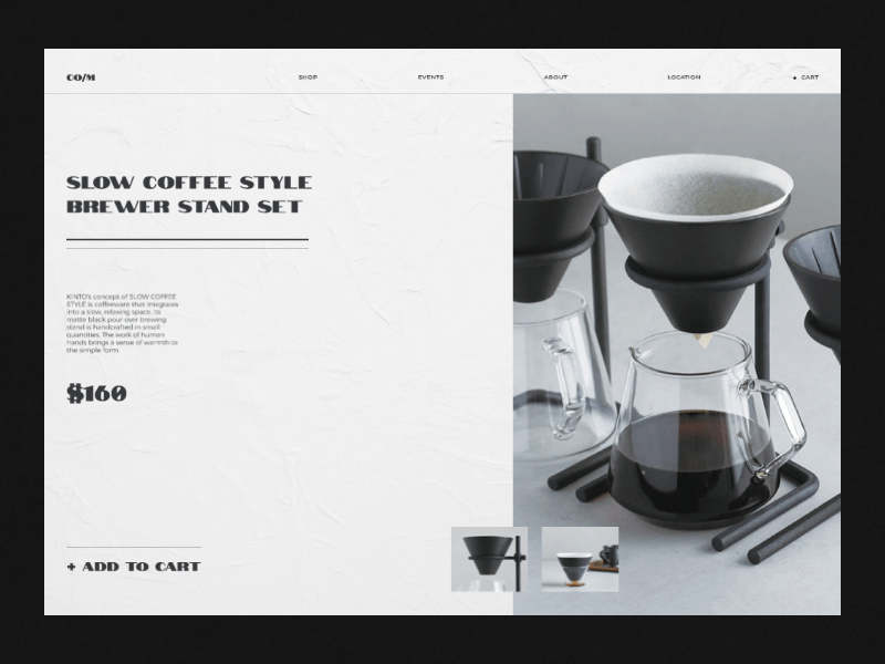 Co/M. Product page coffee shop e commerce ecommerce motion design product page shop trendy ui design website