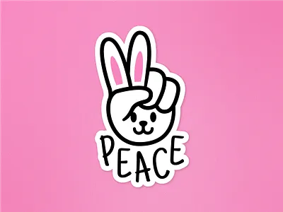 Bunny Peace Hand animal bunny cartoon charms contest cool flat free giveaway funny gesture hand illustration jewelry keychains love peace playoffs rabbit sticker mule stickermule