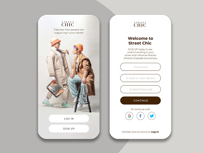 Street Chic app app design fashion app fashion ui sign up sign up form sign up screen street style streetwear ui design uidesign uiux