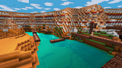 Lovely Harbor For Boats Under Pixel Sky - in Realmcraft Minecraf build craft free minecraft game art game design games landscape minecraft building nature pixel art realmcraft