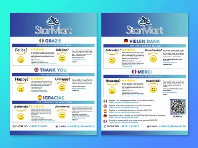 amazon thank you card amazon blue card design clean creative custom design design e commerce fba seller gradient graphic design marketing minimal packaging design product card product insert thank you card