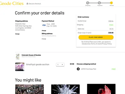 Geode Cities checkout page dailyui ui
