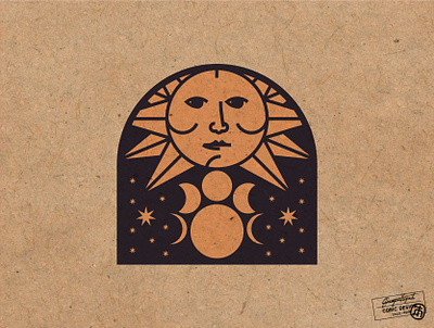 Celestial Logo Concept alchemy art direction black branding concept creative design gold graphic design illustration illustrator logo moon mystical stars sun tattoo texture vector vintage