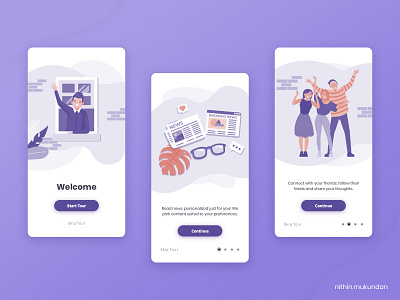 Onboarding UI/UX for a News App app design illustration ui ux vector