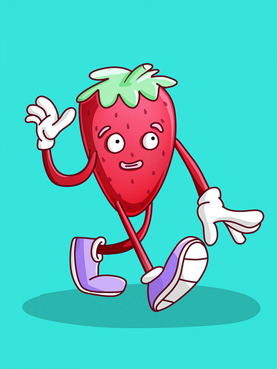 Striding Strawberry digital digital art digital illustration fruit illustration photoshop strawberries strawberry