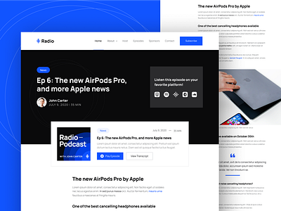 Podcasts | Radio - Podcast Webflow Template apple music article audio blog blog design blog post blogs editorial feed music player news podcast podcaster podcasts post radio spotify streaming