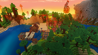 Village Near Lake in Dark Forest in Realmcraft Free Minecraft St build craft free minecraft game art game design games landscape minecraft building nature pixel art realmcraft
