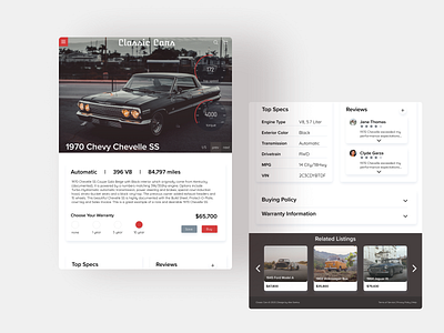 Product Page UX for Classic Car Site design product page ui ux