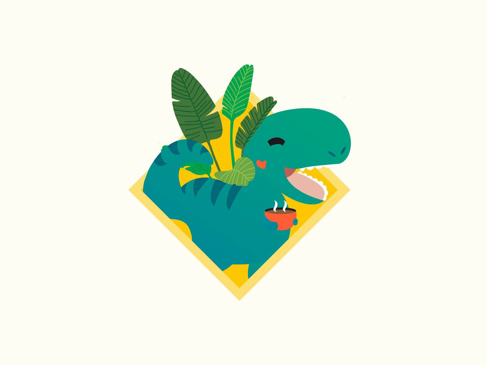 Coffee Dinosaur by Chee Ching on Dribbble