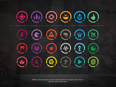 DINN TCG/ARG icon set acg achievement cards creative icons design flat game gaming graphic design hand drawn icon pack icons minimal tcg vector