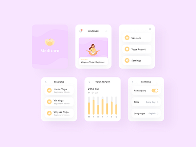 Yoga Watch App app app design application clean ecommerce interaction design interface design ios iphone minimal mobile purple screen ui uidesign user experience user interface ux uxdesign yoga app