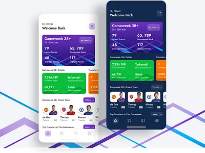 Fantasy Premier League Manager App Concept animation branding design fantasy sports football football app footballer premier league soccer app sports typography ui ux vector