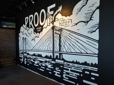 Proof Gastropub 2.0 branding design illustration landscape lettering mural muralist painting restaurant