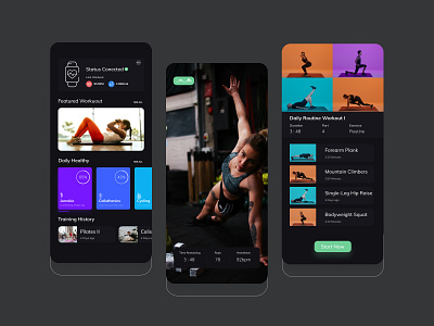 Workout App app design fitness app fitness tracker gym app healthy healthy lifestyle home screen mobile ui ui