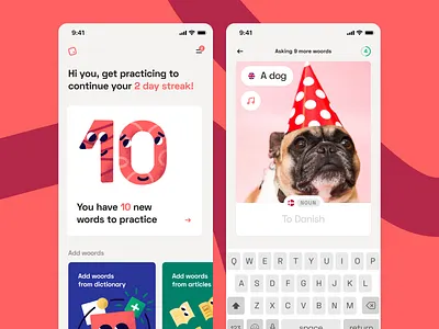 Updated overview app branding cards ui design figma gamification illustration minimal playful streak translate ui ux