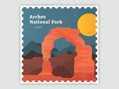 Arches National Park Stamp design history illustration landscape national park texture vector