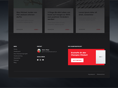 Footer with CTA call to action cta dark footer footer menu red ui uiux web webdesign