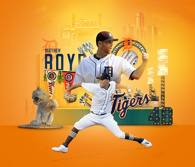 Detroit Tigers Opening Day art direction baseball cars design detroit lights manipulation michigan mlb motor city opening day pistons skyline social media sports sports branding sports design stadium tigers