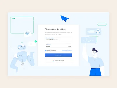 Welcome to Social Desk app design illustration landing login login page onboarding ui vector web